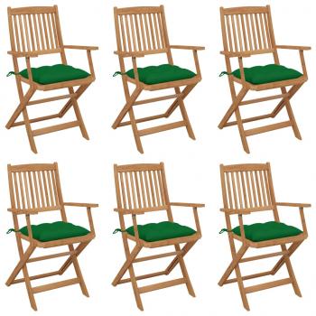 ARDEBO.de - Klappbare Gartenstühle 6 Stk. mit Kissen Massivholz Akazie