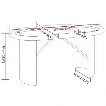 Pokertisch 10 Spieler Blau 160x80x75 cm