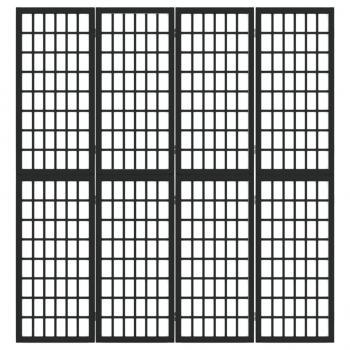 4-tlg. Paravent Japanischer Stil Faltbar 160x170 cm Schwarz