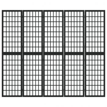 5-tlg. Paravent Japanischer Stil Faltbar 200x170 cm Schwarz