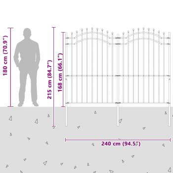 Gartenzaun mit Speerspitzen Schwarz 222 cm Stahl