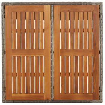 Gartentisch mit Holzplatte Grau 90x90x75 cm Poly Rattan