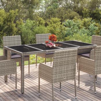ARDEBO.de - Gartentisch mit Glasplatte Grau 190x90x75 cm Poly Rattan