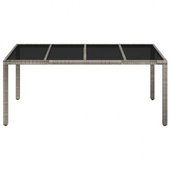 Gartentisch mit Glasplatte Grau 190x90x75 cm Poly Rattan