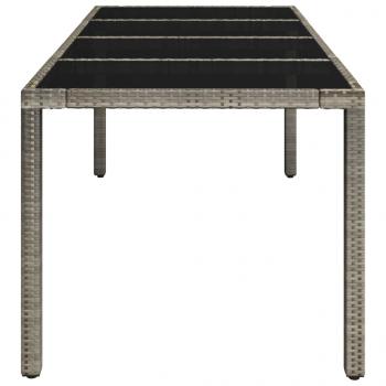 Gartentisch mit Glasplatte Grau 190x90x75 cm Poly Rattan