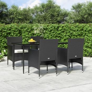 ARDEBO.de - 5-tlg. Garten-Essgruppe mit Kissen Schwarz