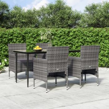 ARDEBO.de - 5-tlg. Garten-Essgruppe mit Kissen Grau und Schwarz