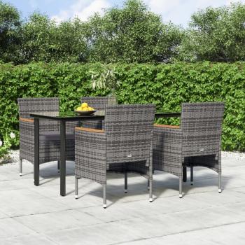 ARDEBO.de - 5-tlg. Garten-Essgruppe mit Kissen Grau und Schwarz