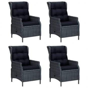 5-tlg. Garten-Essgruppe Dunkelgrau Poly Rattan