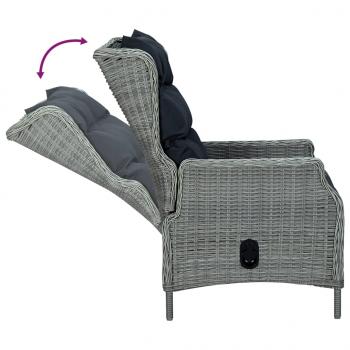 7-tlg. Garten-Essgruppe Hellgrau Poly Rattan