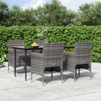 ARDEBO.de - 5-tlg. Garten-Essgruppe mit Kissen Grau und Schwarz