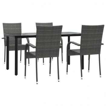 5-tlg. Garten-Essgruppe Grau Poly Rattan
