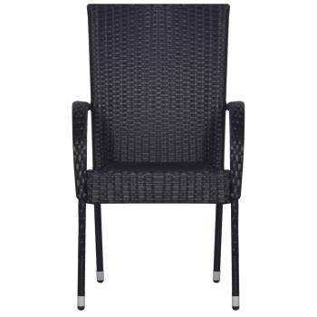 5-tlg. Garten-Essgruppe Schwarz Poly Rattan