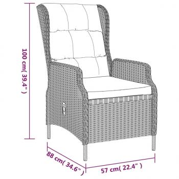 7-tlg. Garten-Essgruppe Dunkelgrau Poly Rattan