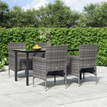 ARDEBO.de - 5-tlg. Garten-Essgruppe mit Kissen Grau und Schwarz