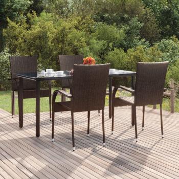 ARDEBO.de - 5-tlg. Garten-Essgruppe Braun Poly Rattan