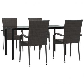 5-tlg. Garten-Essgruppe Braun Poly Rattan