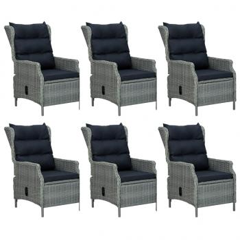 7-tlg. Garten-Essgruppe Hellgrau Poly Rattan