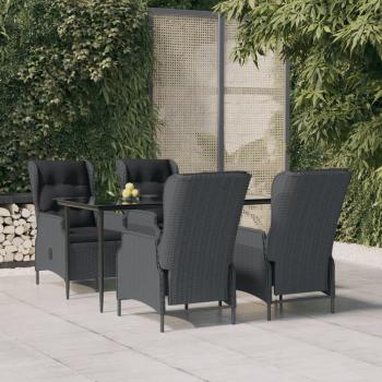 ARDEBO.de - 5-tlg. Garten-Essgruppe Dunkelgrau Poly Rattan