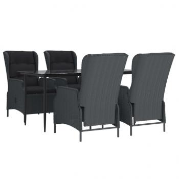 5-tlg. Garten-Essgruppe Dunkelgrau Poly Rattan