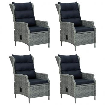5-tlg. Garten-Essgruppe Hellgrau Poly Rattan