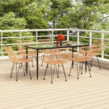 ARDEBO.de - 7-tlg. Garten-Essgruppe Poly Rattan