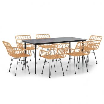 7-tlg. Garten-Essgruppe Poly Rattan