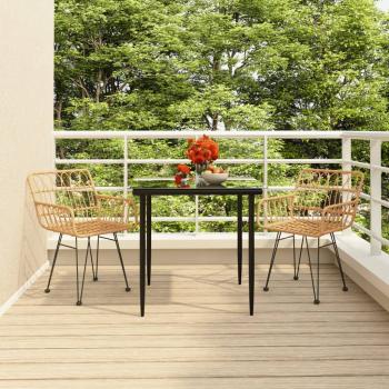 ARDEBO.de - 3-tlg. Garten-Essgruppe Poly Rattan