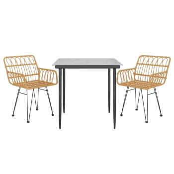 3-tlg. Garten-Essgruppe Poly Rattan