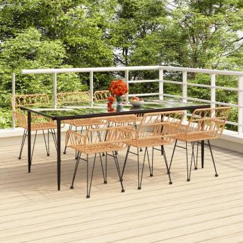 ARDEBO.de - 7-tlg. Garten-Essgruppe Poly Rattan