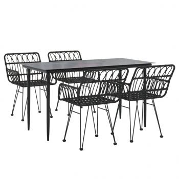 5-tlg. Garten-Essgruppe Schwarz Poly Rattan