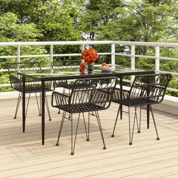 ARDEBO.de - 5-tlg. Garten-Essgruppe Schwarz Poly Rattan