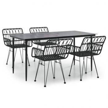 5-tlg. Garten-Essgruppe Schwarz Poly Rattan