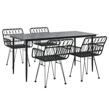 5-tlg. Garten-Essgruppe Schwarz Poly Rattan