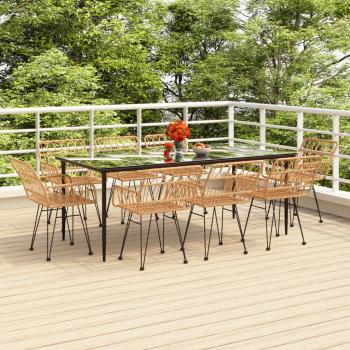 ARDEBO.de - 9-tlg. Garten-Essgruppe Poly Rattan
