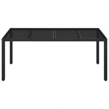 Gartentisch mit Glasplatte Schwarz 190x90x75 cm Poly Rattan