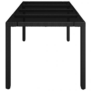 Gartentisch mit Glasplatte Schwarz 190x90x75 cm Poly Rattan