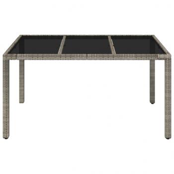 Gartentisch mit Glasplatte Grau 150x90x75 cm Poly Rattan
