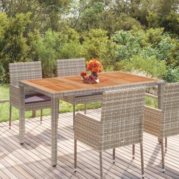 ARDEBO.de - Gartentisch mit Holzplatte Grau 150x90x75 cm Poly Rattan