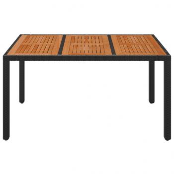 Gartentisch mit Holzplatte Schwarz 150x90x75 cm Poly Rattan