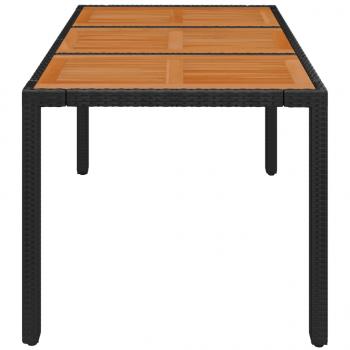 Gartentisch mit Holzplatte Schwarz 150x90x75 cm Poly Rattan