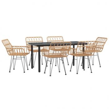 7-tlg. Garten-Essgruppe Poly Rattan