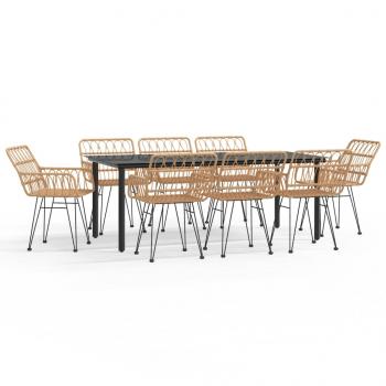 9-tlg. Garten-Essgruppe Poly Rattan