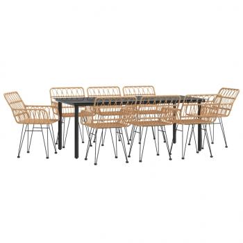 9-tlg. Garten-Essgruppe Poly Rattan