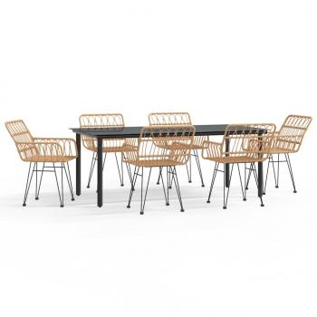 7-tlg. Garten-Essgruppe Poly Rattan