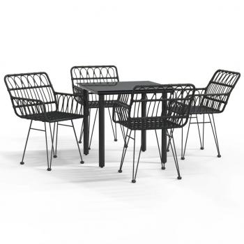 5-tlg. Garten-Essgruppe Schwarz Poly Rattan