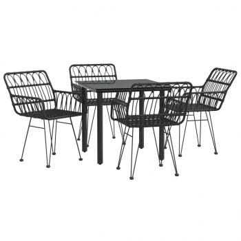 5-tlg. Garten-Essgruppe Schwarz Poly Rattan
