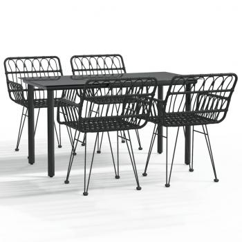 5-tlg. Garten-Essgruppe Schwarz Poly Rattan