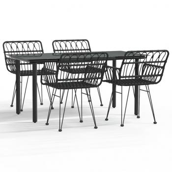 5-tlg. Garten-Essgruppe Schwarz Poly Rattan
