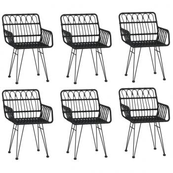 7-tlg. Garten-Essgruppe Schwarz Poly Rattan